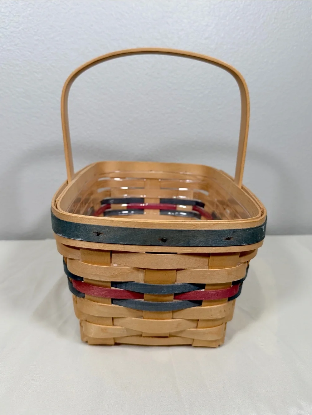 Vintage 1991 Longaberger All Purple Basket Natural Wood Spring Easter Trim 9.5x5